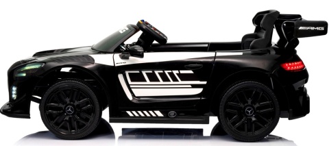 Mercedes GT3 Evo CZARNY Auto na akumulator, Pilot, Światła, Muzyka, Koła EVA