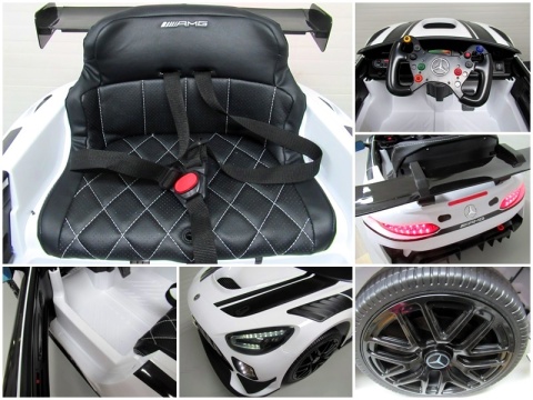 Mercedes GT3 Evo CZARNY Auto na akumulator, Pilot, Światła, Muzyka, Koła EVA