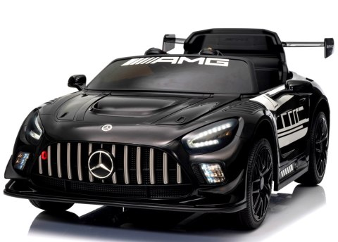 Mercedes GT3 Evo CZARNY Auto na akumulator, Pilot, Światła, Muzyka, Koła EVA