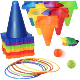 WOOPIE Zestaw Gier Ogrodowych 3w1 Pachołki Obręcze Woreczki 30 el.