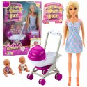 Lalka Anlily Mama Z Dwójką Dzieci Wózek Akcesoria Dziecięce
