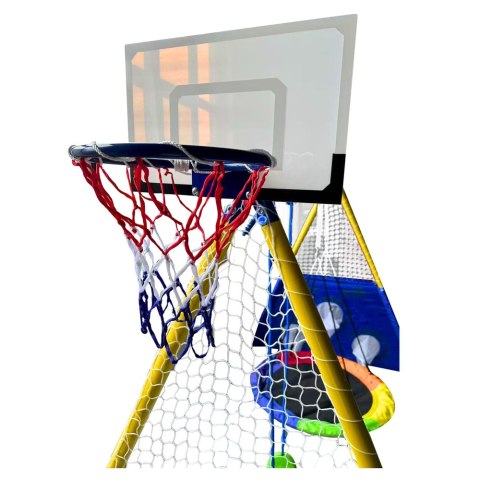 Plac Zabaw Wielofunkcyjny 4w1 Huśtawki Kosz Do Gry Mata Celnościowa