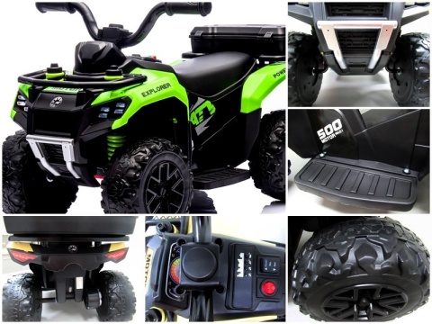 Quad J9 ZIELONY na akumulator dla dzieci, muzyka, światło