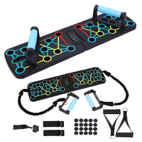 Deska Do Pompek Ćwiczeń 15w1 Składana Gumy Oporowe Z Uchwytami