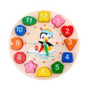 Drewniany Zegar Edukacyjny Montessori Nauka Godzin Klocki Do Nawlekania