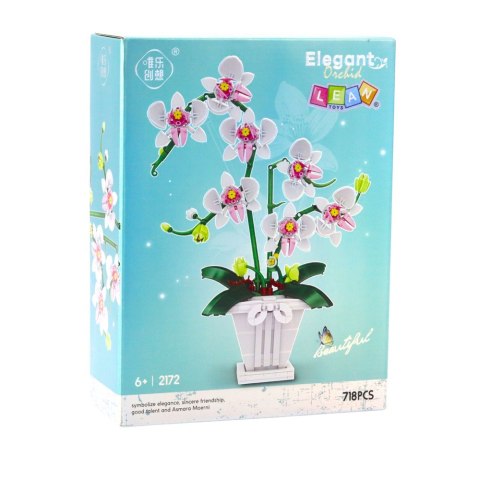 Klocki Konstrukcyjne Orchidea Storczyk W Doniczce Różowo-Biała 718 el.