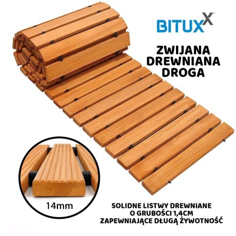 ŚCIEŻKA OGRODOWA Z DRZEWA CEDROWEGO 250CM X75CM BITUXX ZWIJANA DO OGRODU DRÓŻKA