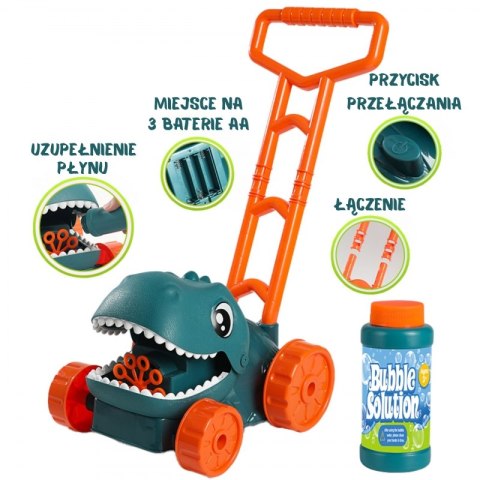 WOOPIE Kosiarka Ogrodowa Dino na Bańki Mydlane Dinozaur + Płyn