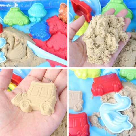 WOOPIE Piasek Kinetyczny 0,8 kg Zestaw w Koszyku z Foremkami + Basen