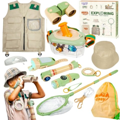 WOOPIE Zestaw Małego Odkrywcy Lornetka Kompas Siatka Na Owady Motyle Latarka