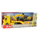 Zestaw Ciężarówka Laweta Koparka Gąsienicowa Światła Dźwięki Żółta
