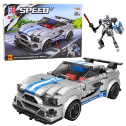 Klocki Konstrukcyjne Auto Robot 2w1 Niebiesko-Szary Napęd 350 el.