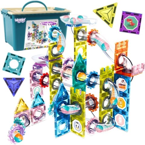 WOOPIE Klocki Magnetyczne Konstrukcyjne 3D Zestaw Edukacyjny Tor Kulkowy 126el.el.