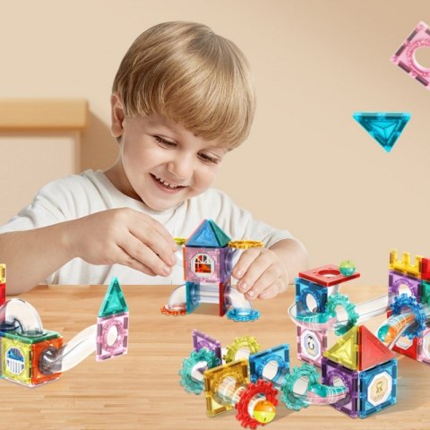 WOOPIE Klocki Magnetyczne Konstrukcyjne 3D Zestaw Edukacyjny Tor Kulkowy 126el.el.