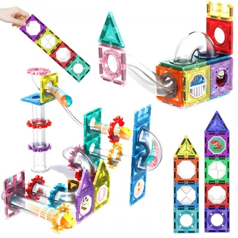 WOOPIE Klocki Magnetyczne Konstrukcyjne 3D Zestaw Edukacyjny Tor Kulkowy 126el.el.