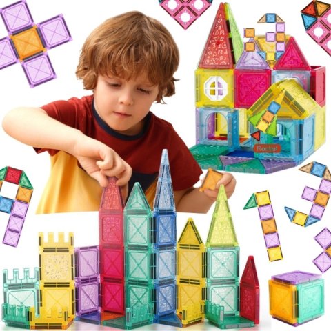 WOOPIE Klocki Magnetyczne Konstrukcyjne 3D Zestaw Edukacyjny Zamek Pojazdy110el..