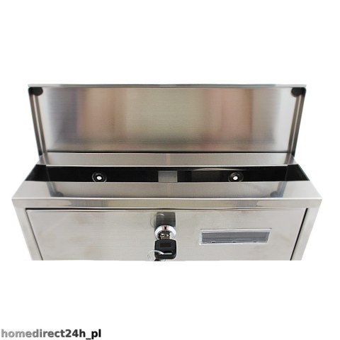 NAŚCIENNA SKRZYNKA POCZTOWA NA LISTY ZE STALI INOX Z GAZETNIKIEM