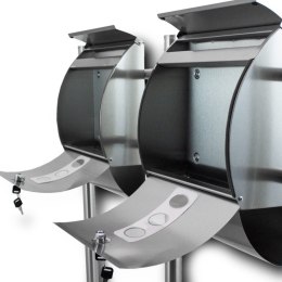 PODWÓJNA PÓŁOKRĄGŁA SKRZYNKA POCZTOWA Z GAZETNIKIEM WOLNOSTOJĄCA