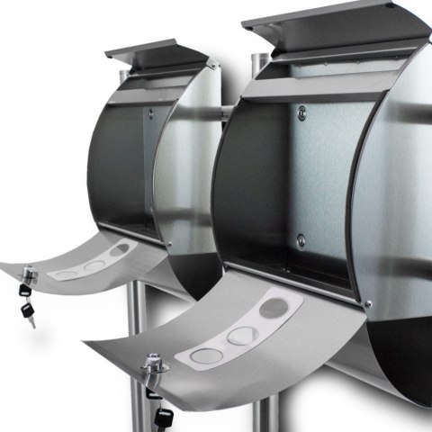 PODWÓJNA PÓŁOKRĄGŁA SKRZYNKA POCZTOWA Z GAZETNIKIEM WOLNOSTOJĄCA