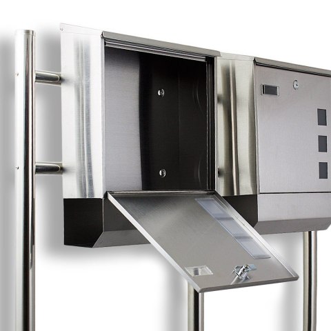 PODWÓJNA SKRZYNKA POCZTOWA WOLNOSTOJĄCA ZE STALI NIERDZEWNEJ