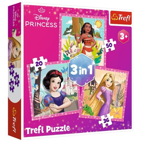 Puzzle - 3w1 (20, 36, 50) - Piękne kwiaty - Disney Princess - Trefl 34875