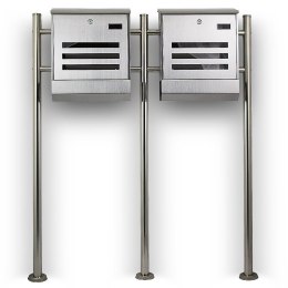 SKRZYNKA POCZTOWA LISTY STAL NIERDZEWNA PODWÓJNA ZE STOJAKAMI