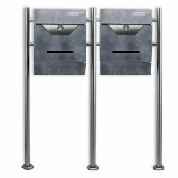 WOLNOSTOJĄCA SKRZYNKA NA LISTY PODWÓJNA NA STOJAKU Z GAZETNIKIEM