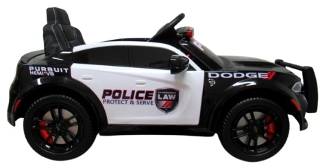 DODGE POLICJA SRT CZARNY Autko na akumulator Koła EVA Skóra pilot