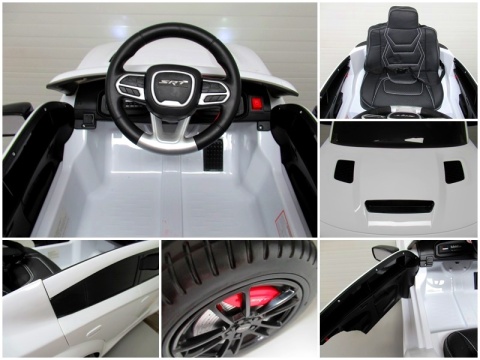 DODGE SRT BIAŁY Autko na akumulator EVA Skóra pilot
