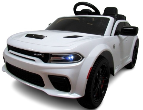 DODGE SRT BIAŁY Autko na akumulator EVA Skóra pilot