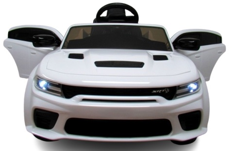 DODGE SRT BIAŁY Autko na akumulator EVA Skóra pilot