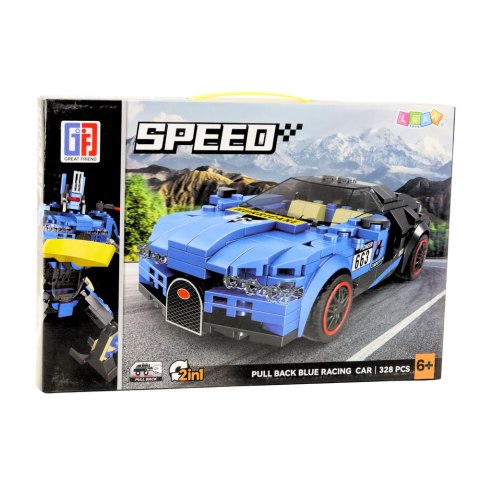 Klocki Konstrukcyjne Robot Auto 2w1 Hurricane Niebieski 328 el.