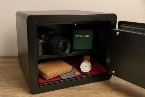 Sejf biurowy z dotykowym panelem na kod szyfr elektroniczny czarny