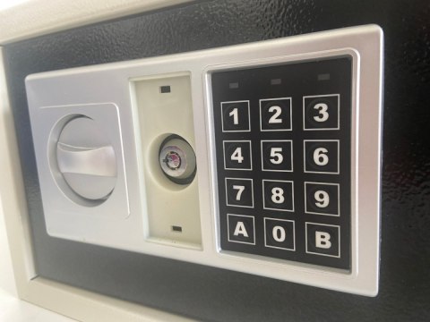 Sejf domowy biurowy na zamek elektroniczny hotelowy kasa 2 klucze w zestawie