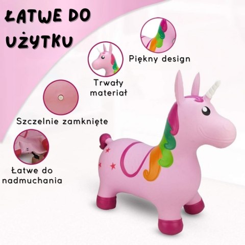 WOOPIE Skoczek Gumowy do Skakania Jednorożec Różowy + Pompka