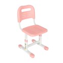 Biurko dziecięce szkolne regulowane krzesło lampka LED USB różowe