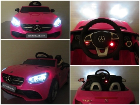 Mercedes SLC 300 RÓŻOWY Autko na akumulator Piankowe Koła Eva, miękki fotelik, Pilot