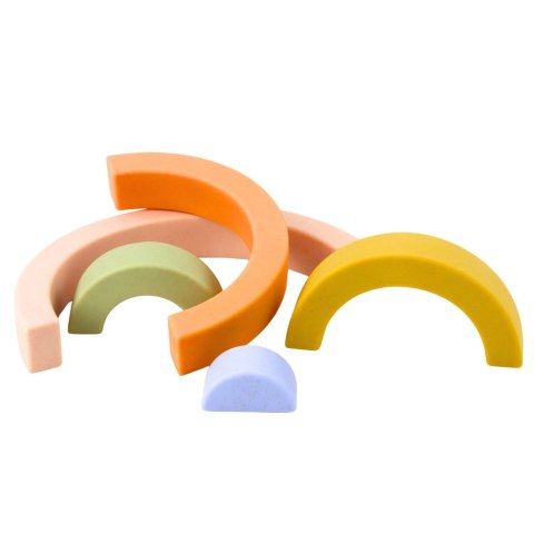 Tęczowa Układanka Dla Malucha Klocki Gumowe Pastelowe 5 szt.