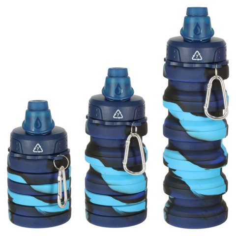 Butelka na wodę bidon silikonowy składany z uchwytem BPA FREE 500ml niebieski