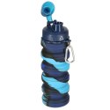 Butelka na wodę bidon silikonowy składany z uchwytem BPA FREE 500ml niebieski