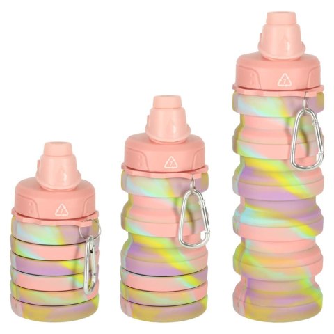Butelka na wodę bidon silikonowy składany z uchwytem BPA FREE 500ml tęczowy