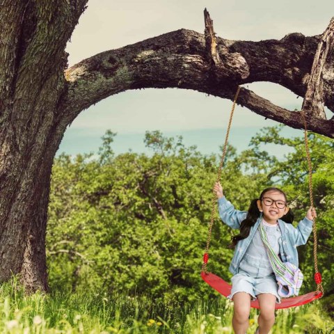 Huśtawka ogrodowa dla dzieci płaska wytrzymała czerwona