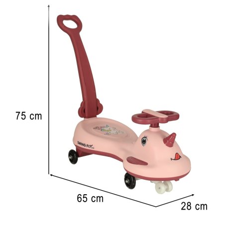 Jeździk grawitacyjny LED Swing FIX S1 skuter z rączką różowy max 65kg