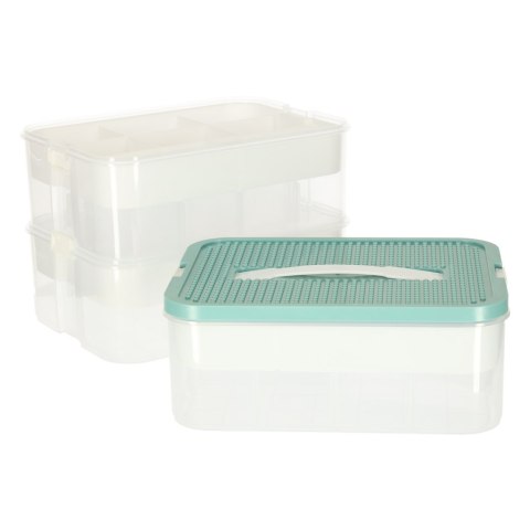 Organizer pudełko pojemnik na klocki zabawki drobiazgi z pokrywą przegródkami 3 piętra warstwy