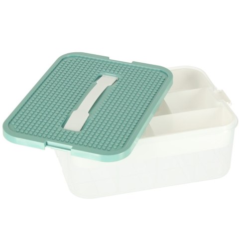 Organizer pudełko pojemnik na klocki zabawki drobiazgi z pokrywą przegródkami