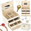 Szkatułka kuferek na biżuterię z szufladami biała