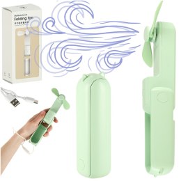 Wiatrak biurkowy wentylator mini ręczny składany wiatraczek przenośny USB zielony