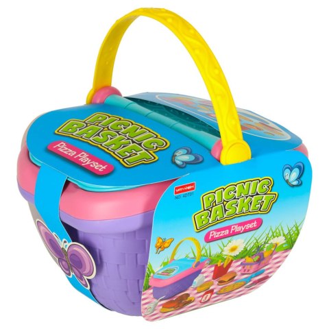 Kosz piknikowy koszyk fast food pizza burger jedzenie prowiant przekąski na piknik