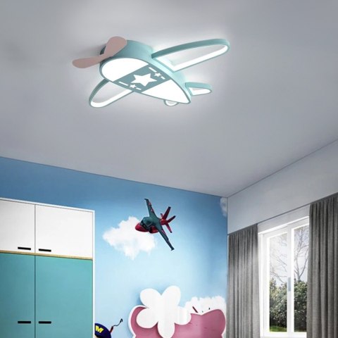 Lampa LED sufitowa plafon do pokoju dziecięcego ściemniana LUMELA + pilot samolot