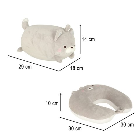 Poduszka podróżna 2w1 rogal pod kark do samolotu samochodu maskotka kot